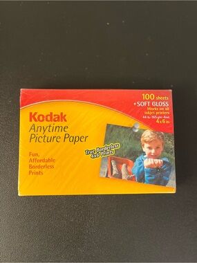 Kodak Anytime Picture Paper for Inkject Printers 4"x6" 100 Sheets Soft Gloss New